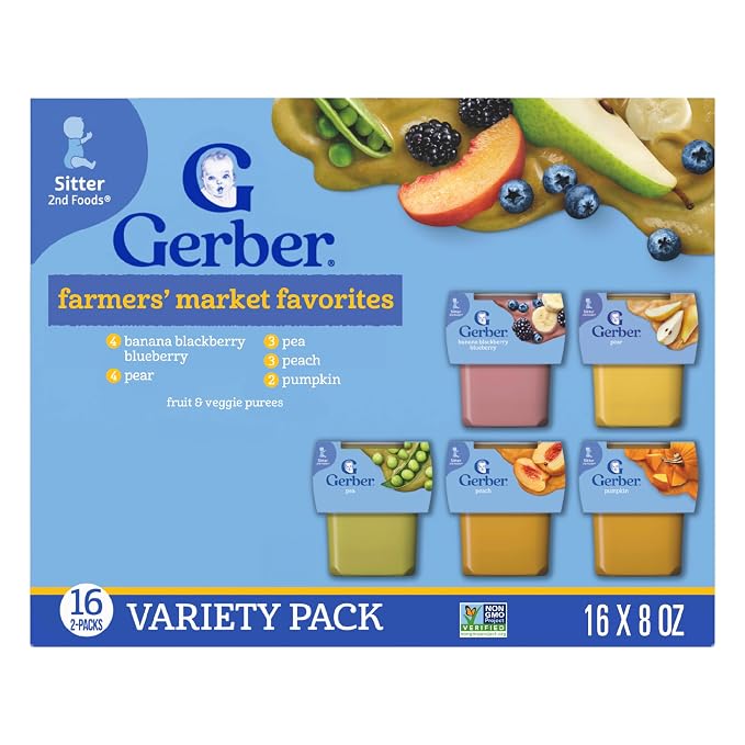 Gerber Stage 2 Baby Food, Farmers’ Market Puree Tubs, No Added Colors or Flavors by Gerber