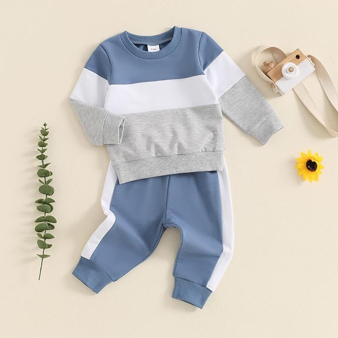 Toddler Baby Boy Fall Outfits Long Sleeve Crew Neck Pullover Sweatshirt + - Image 2