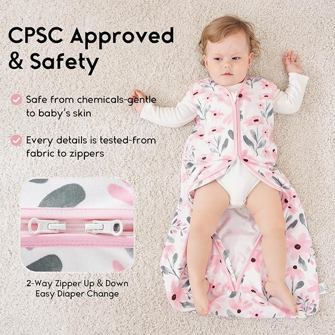 Yoofoss Baby Sleep Sack 0-6 Months 0.5 Tog Wearable Blanket - Image 4