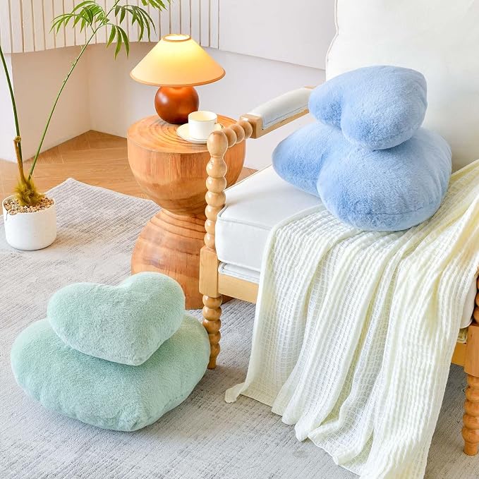 Sage Green Heart Pillows, Cute Heart Decorative Pillow, Heart Shaped Throw - Image 6