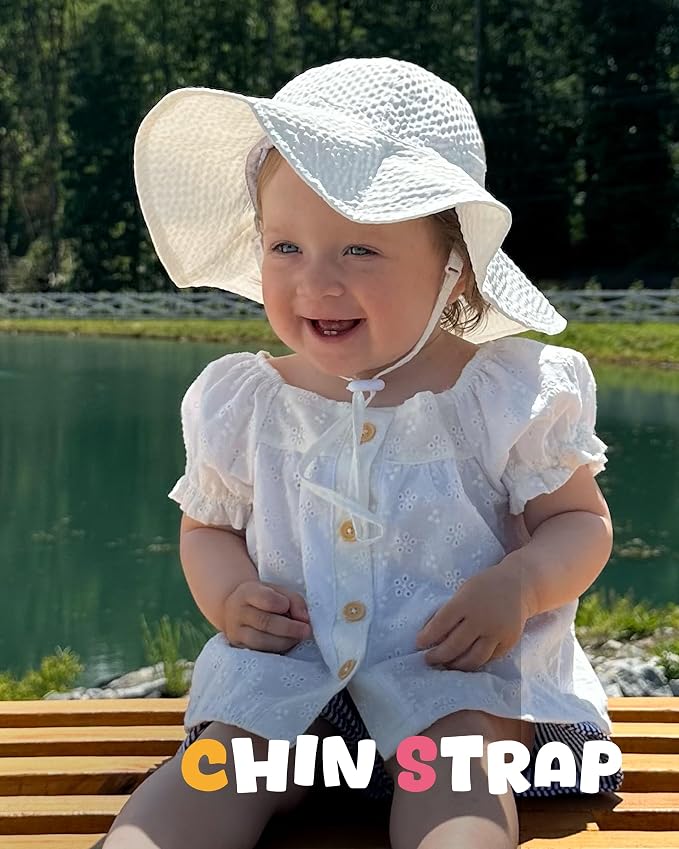 HONGTEYA Baby Sun Hat Toddler Girl Beach Hat Adjustable Outdoor Summer Hat UPF - Image 3