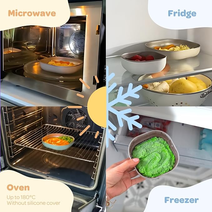 BEABA Stainless Steel Meal Set | Microwave and Oven Safe | Baby Plates Baby - Image 4