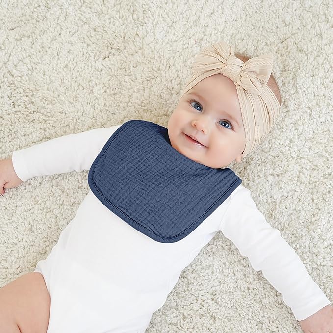 100% Cotton Muslin Baby Bibs 10-Pack Baby Drool Bibs - Image 5