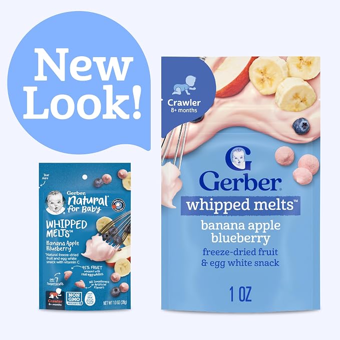 Gerber Stage 3 Baby Food Snacks, Banana Apple Blueberry Whipped Melts, Baby Led - Image 4