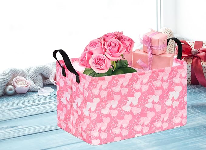 Rectangle Heart Partten Kids Gift Storage Basket Home Shelf Storage Basket - Image 9