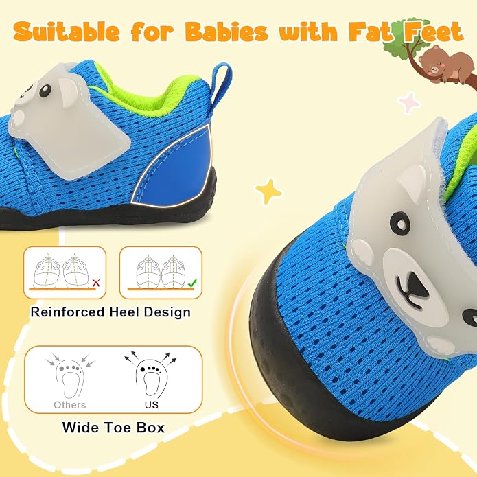 FEETCITY Baby Walking Shoes Wide Baby Shoes Boys Girls Infant Sneakers Crib - Image 2