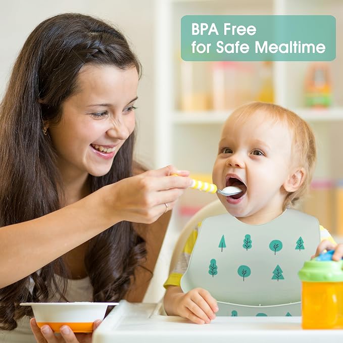 2 Pack Silicone Baby Bibs Adjustable Fit Waterproof Bib - Image 9