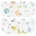 Zainpe 6Pcs Snap Muslin Cotton Baby Bibs Elephant Whale Rabbit Pattern Feeding by Zainpe