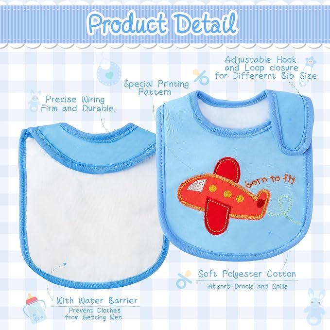 7Pcs Cotton Waterproof Baby Bibs Hook Loop Closure Newborn Bib Keepsake Baby - Image 3