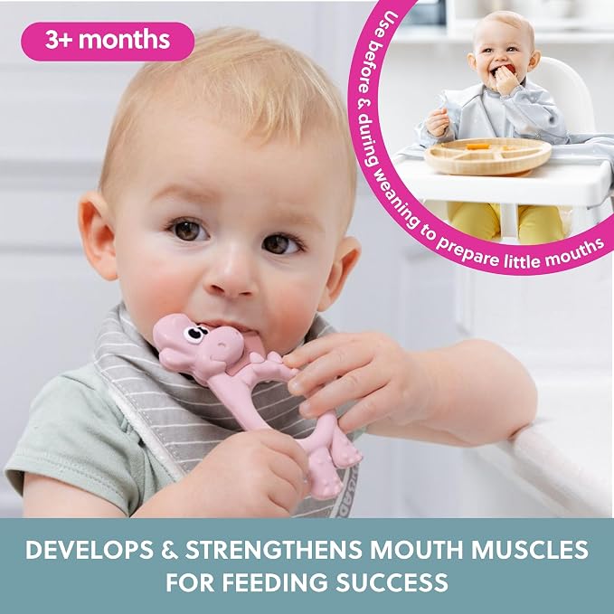 Bibado - Dotty The Dinosaur Teething Toys, Blush - Multi-Sensory Teether - BPA - Image 2