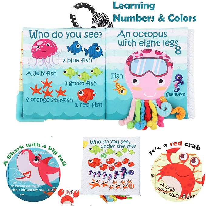 Fish Baby Books Toys, Touch Feel Cloth Crinkle Books - Image 6