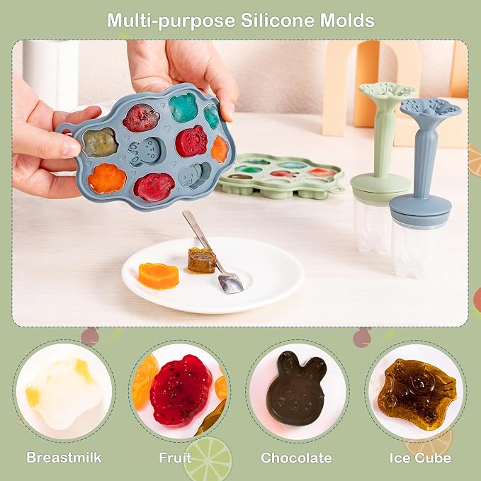 KingKam Baby Breastmilk Popsicle Molds & Baby Fruit Feeder, BPA Free Baby Food - Image 3