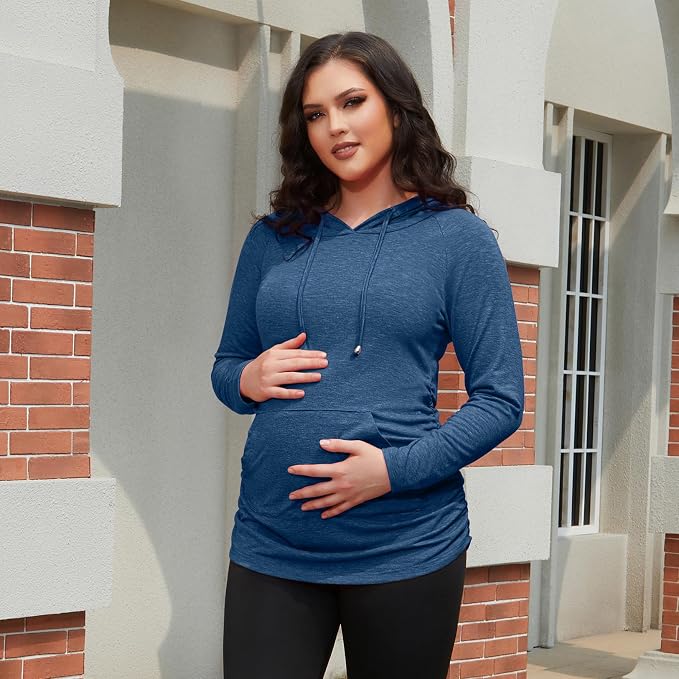 GINKANA Maternity Hoodie Long Sleeves Shirts Casual Maternity Top Pregnancy - Image 2