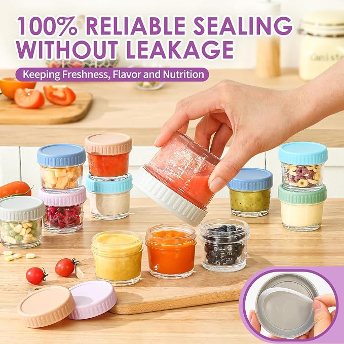 DRKIO 12 Pack Glass Baby Food Storage Containers - 4 Oz Baby Food Jars - Image 4