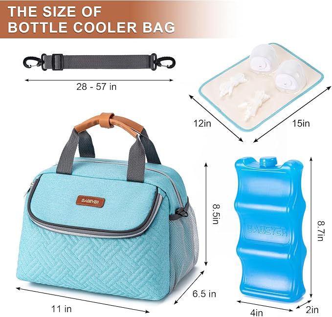 Breastmilk Cooler Bag with Ice Pack Fits 6 Baby Bottles up to 9 Ounce, Wearable - Image 5