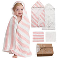 Muslin Hooded Baby Towel 4 Pack, Preuim Muslin 6 Layers Natural Cotton Baby by HardNok