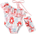 Toddler Baby Girls Ruffles Bikini One Piece Swimsuits Floral Off Shoulder by HINTINA
