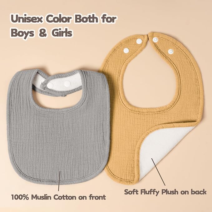 Susurration Muslin Baby Drool Bibs 10Pack Soft Square Adjustable Bandana Bibs - Image 3