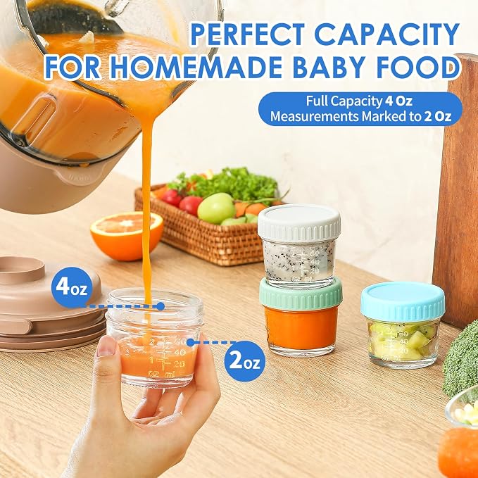 DRKIO 6 Pack Glass Baby Food Storage Containers - 4 Oz Baby Food Jars - Image 3