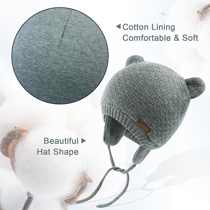 XIAOHAWANG Baby Hat Cute Bear Toddler Earflap Beanie Warm - Image 5
