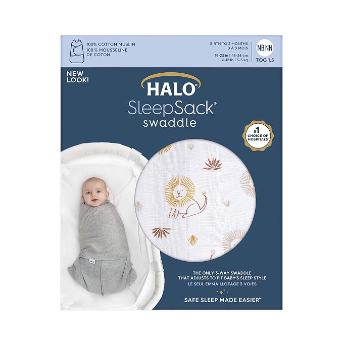 HALO 100% Cotton Muslin Sleepsack Swaddle, 3-Way Adjustable Wearable Blanket - Image 4