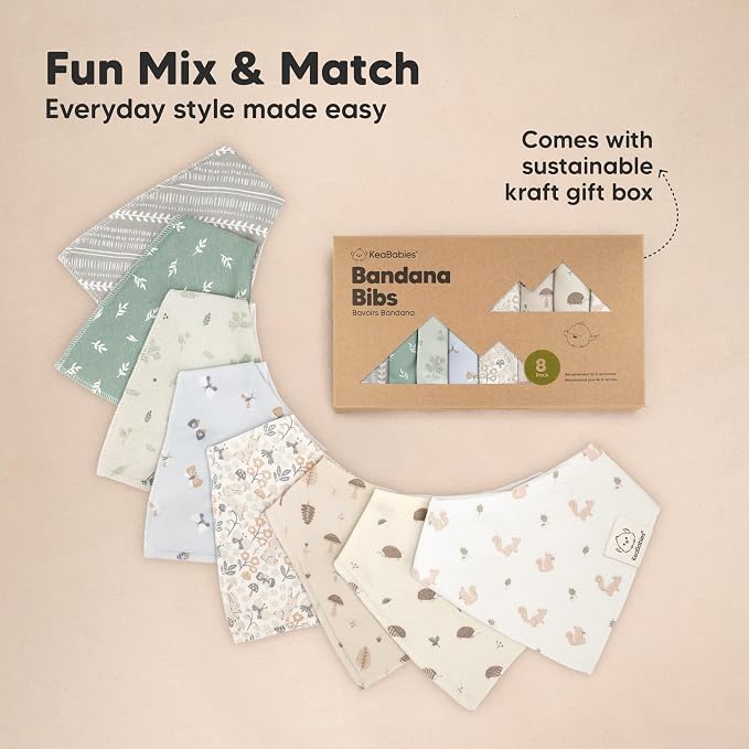 8-Pack Organic Baby Bandana Bibs - Image 9