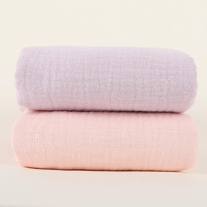 Muslin Swaddle Blankets for Newborns, 2 Pack Large 40 x 40 Inches, 100% Cotton - Image 4