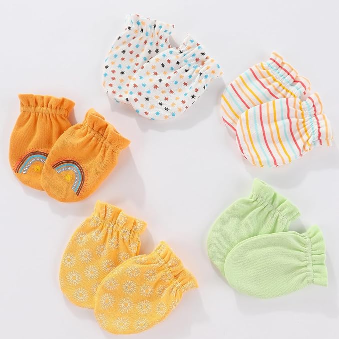 Newborn Baby Boy Girl Caps Mittens Socks Set Cotton Baby Essentials Accessories - Image 5