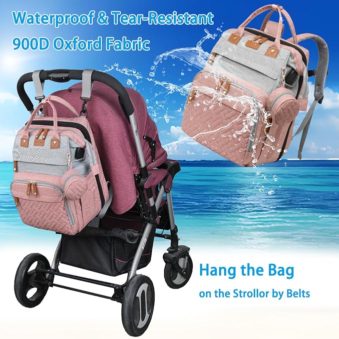 Jeryswet Baby Diaper Bags with Changing Station, Waterproof Large Capacity - Image 4