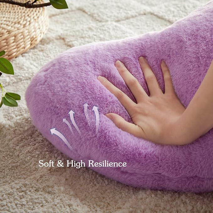 EastTree Heart Pillows, Love Throw Pillows Gifts, Ultra Soft Faux Rabbit Fur - Image 4
