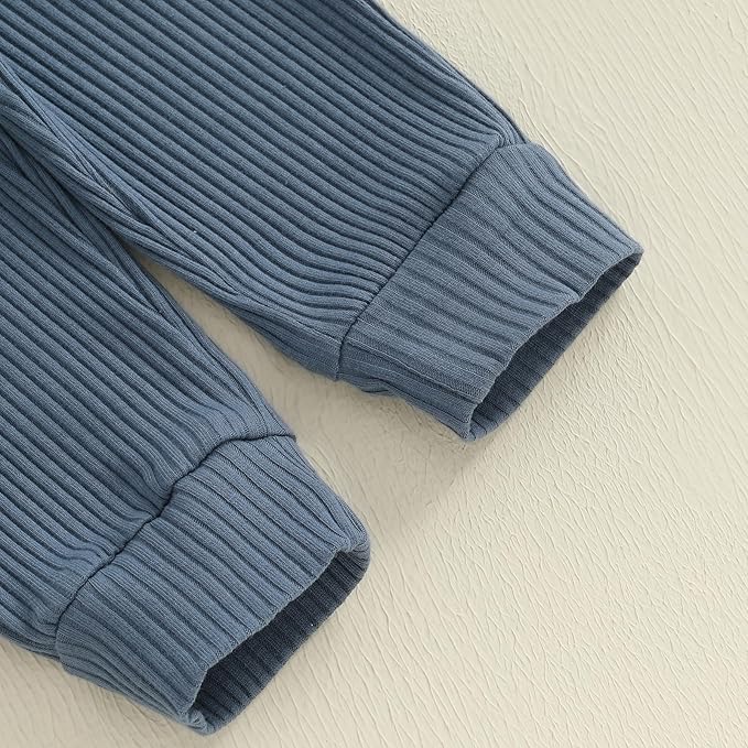 fhutpw Baby Boy Clothes 3 6 12 18 Months Ribbed Knitted Long Sleeve Romper and - Image 7