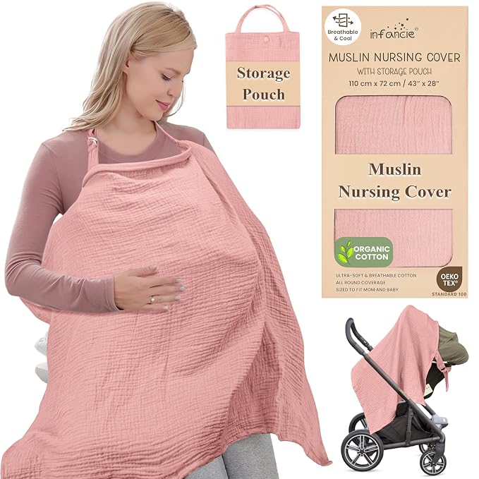 Premium Organic Breathable Muslin Nursing Cover by Infancie