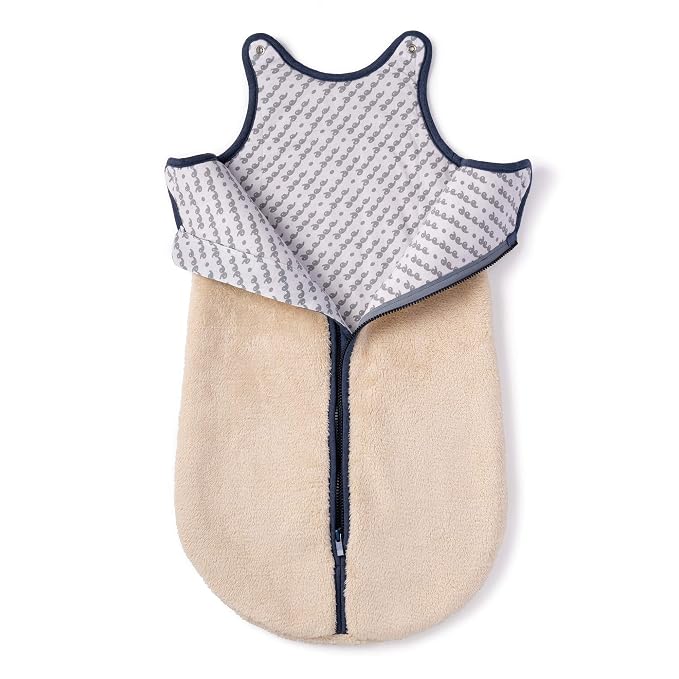 baby deedee Sleep Nest Teddy Baby Sleeping Bag, Oatmeal Navy - Image 5