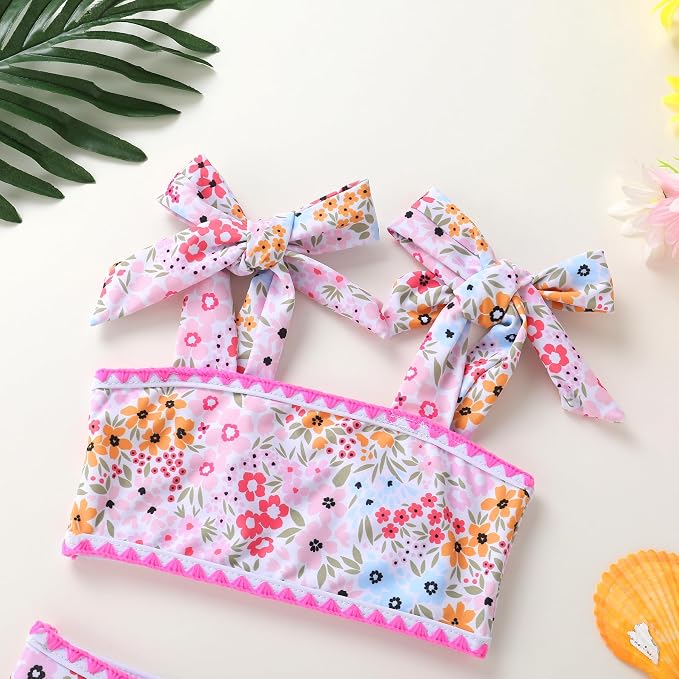 YOUNGER TREE Toddler Girls Two Pieces Swimsuit Color Block Stripe Swimwear - Image 4