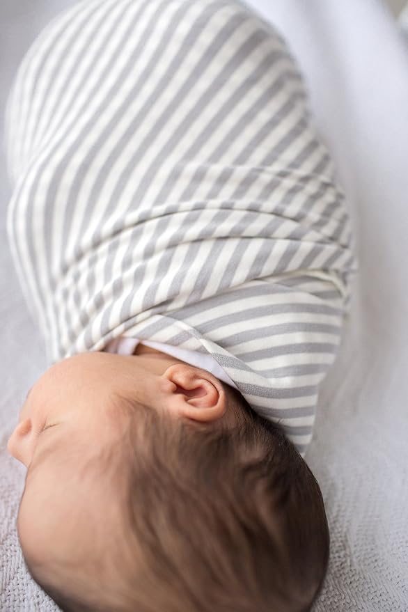 Copper Pearl Large Premium Knit Baby Swaddle Receiving Blanket Grey and White - Image 7