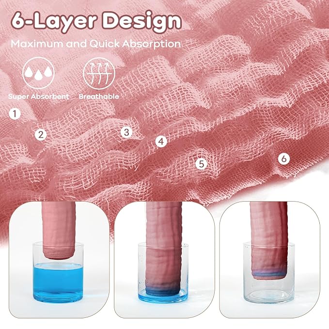 Yoofoss Muslin Baby Washcloths 100% Organic Cotton Face Towels 6 Pack Wash - Image 4