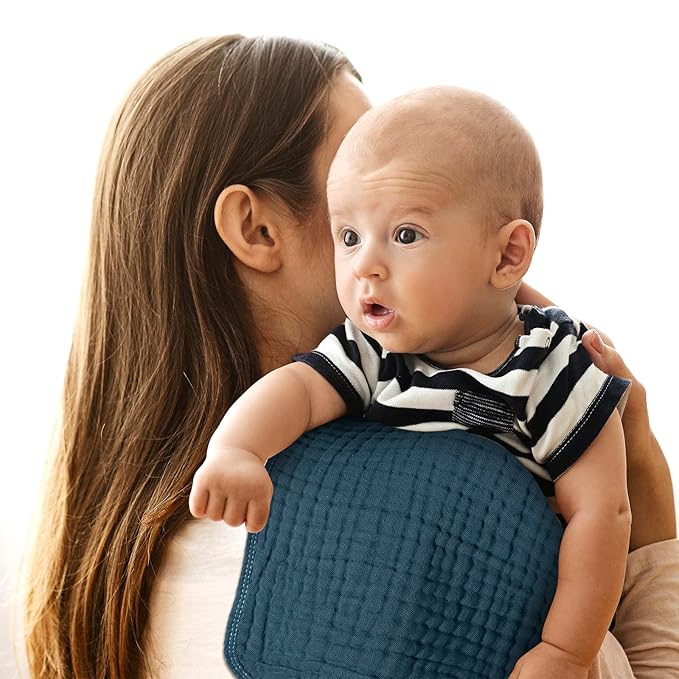Tallew 8 Pack Muslin Burp Cloths and Baby Bibs - Image 5