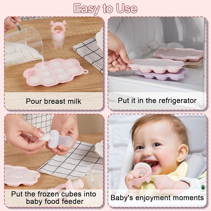 KingKam Baby Breastmilk Popsicle Molds & Baby Fruit Feeder, Baby Food Freezer - Image 2