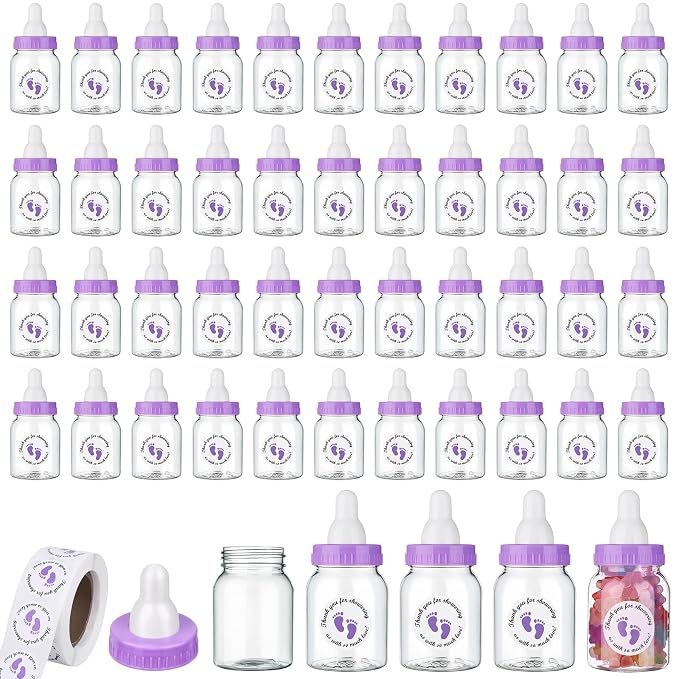 62 Pcs 3.5 Inch Baby Mini Milk Bottle Baby Shower Favor by PINKXHY