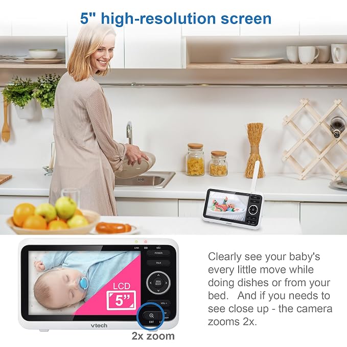 VTech VM350-2 Baby Monitor, 2 Cameras, 1000ft Range, Night Vision, 2-Way Audio - Image 6