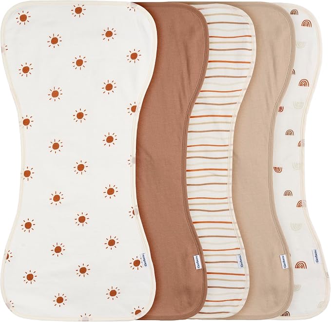 Gerber Baby Unisex Burp Cloths 5-Pack, Rust Tan, Size 10.5" x 21" by Gerber