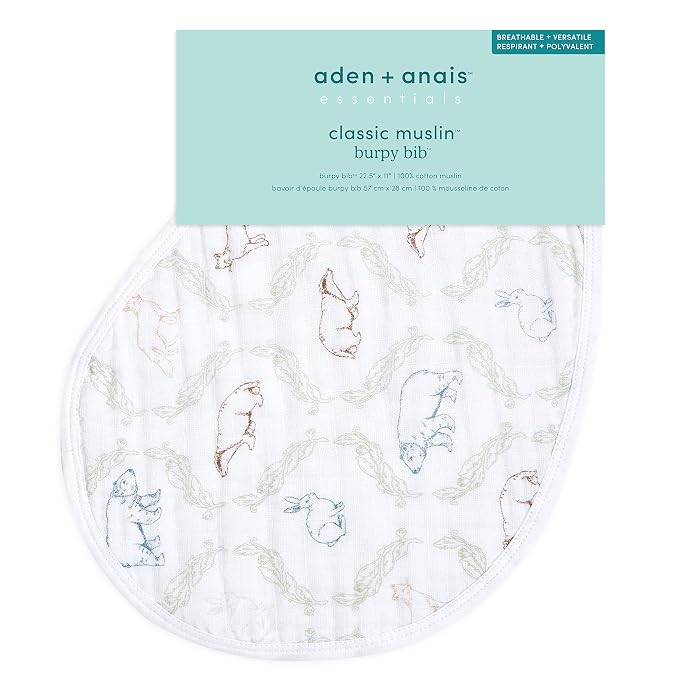 aden + anais Essentials Burpy Bib, 100% Cotton Muslin, Soft Absorbent 4 Layers - Image 2