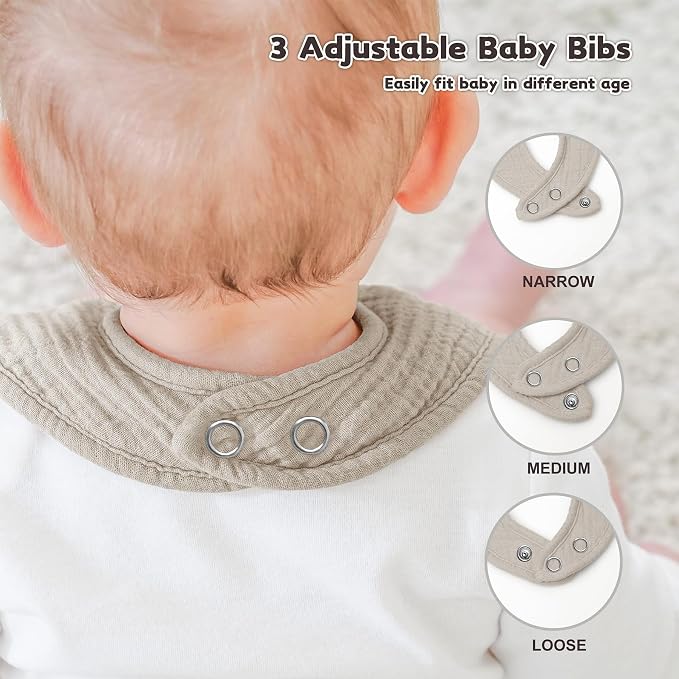 AMAWMW Muslin Baby Bibs for Unisex Boys Girls 6Pack Baby Bandana Drool Bibs - Image 5