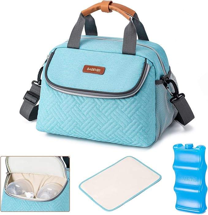 Breastmilk Cooler Bag with Ice Pack Fits 6 Baby Bottles up to 9 Ounce, Wearable by BABEYER
