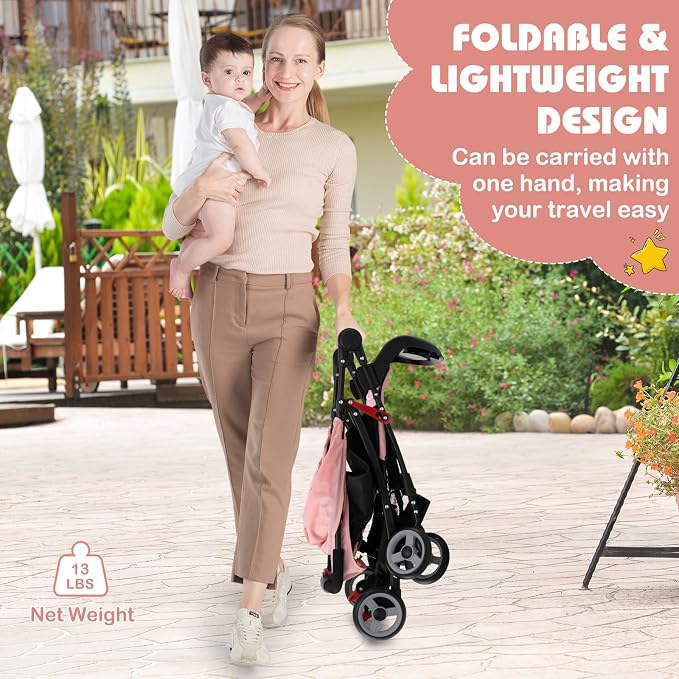 HONEY JOY Lightweight Stroller, Compact Travel Stroller - Image 3