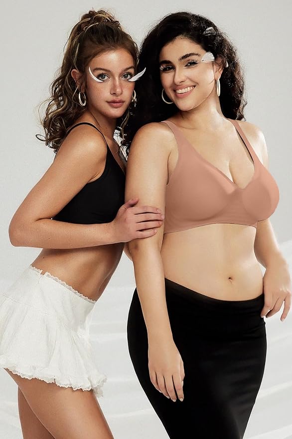 OEAK Womens Deep V Bras Wireless Comfortable Bra Supportive No Underwire Bras - Image 7