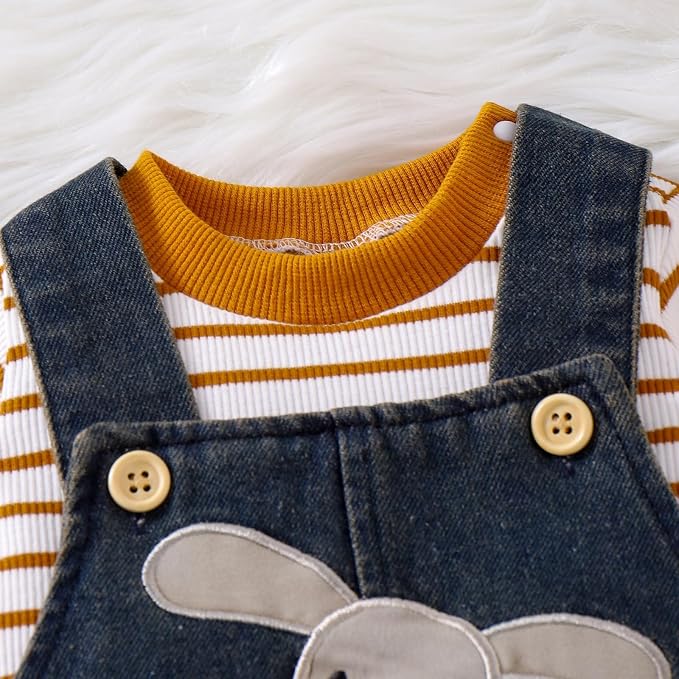 Baby Boy Clothes Fall Winter Outfits Long Sleeve Striped Romper Cute Cartoon - Image 4