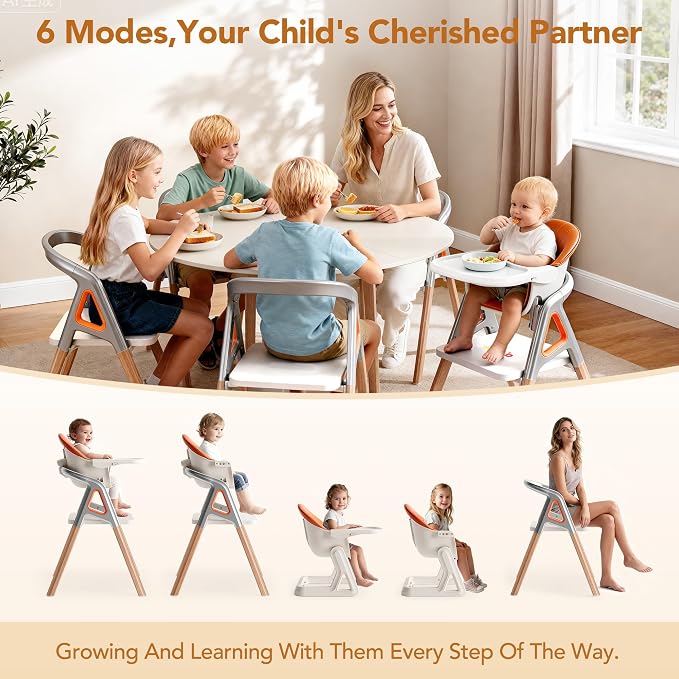 CoziBB Baby High Chair, 6 in 1 Convertible Growing Baby Highchairs - Image 2