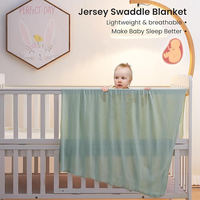 Jersey Swaddle Blanket, Ultra Soft Stretchy Receiving Blanket, Baby Girl - Image 5