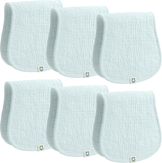 Muslin Burp Cloths Set, 6 Pieces, 100% Organic Cotton Hand Washcloths by RomyRo